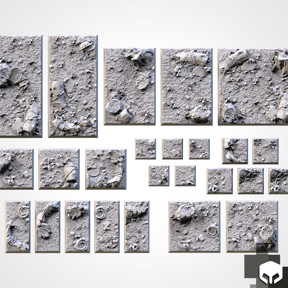 Forest Textured Square Bases for Miniatures – Txarli Factory Thematic Designs – Multiple Sizes & Themes