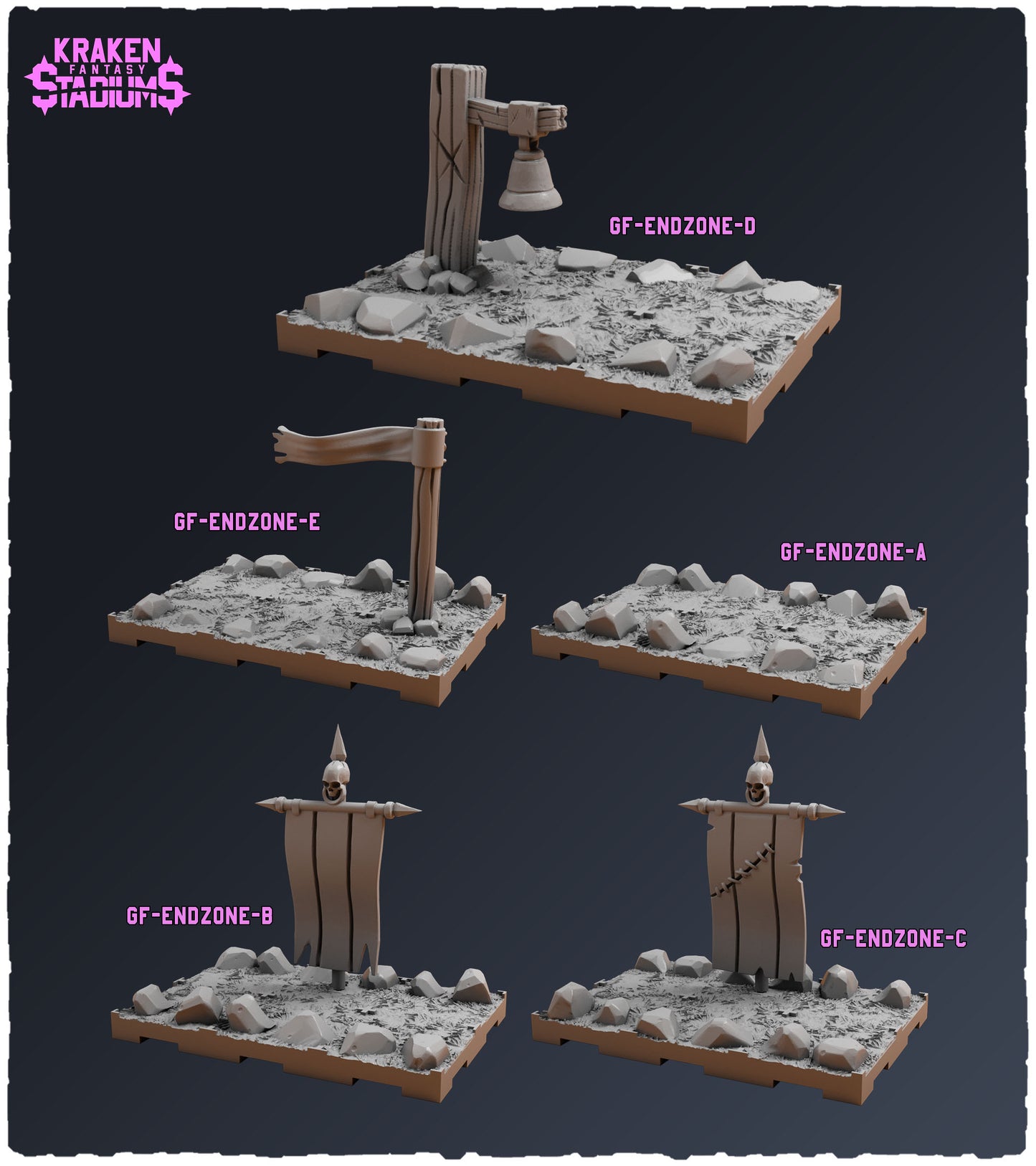 Kraken Stadium 3D Printed Terrain | Fantasy Football Pitch for Blood Bowl & Tabletop Games | Modular Field