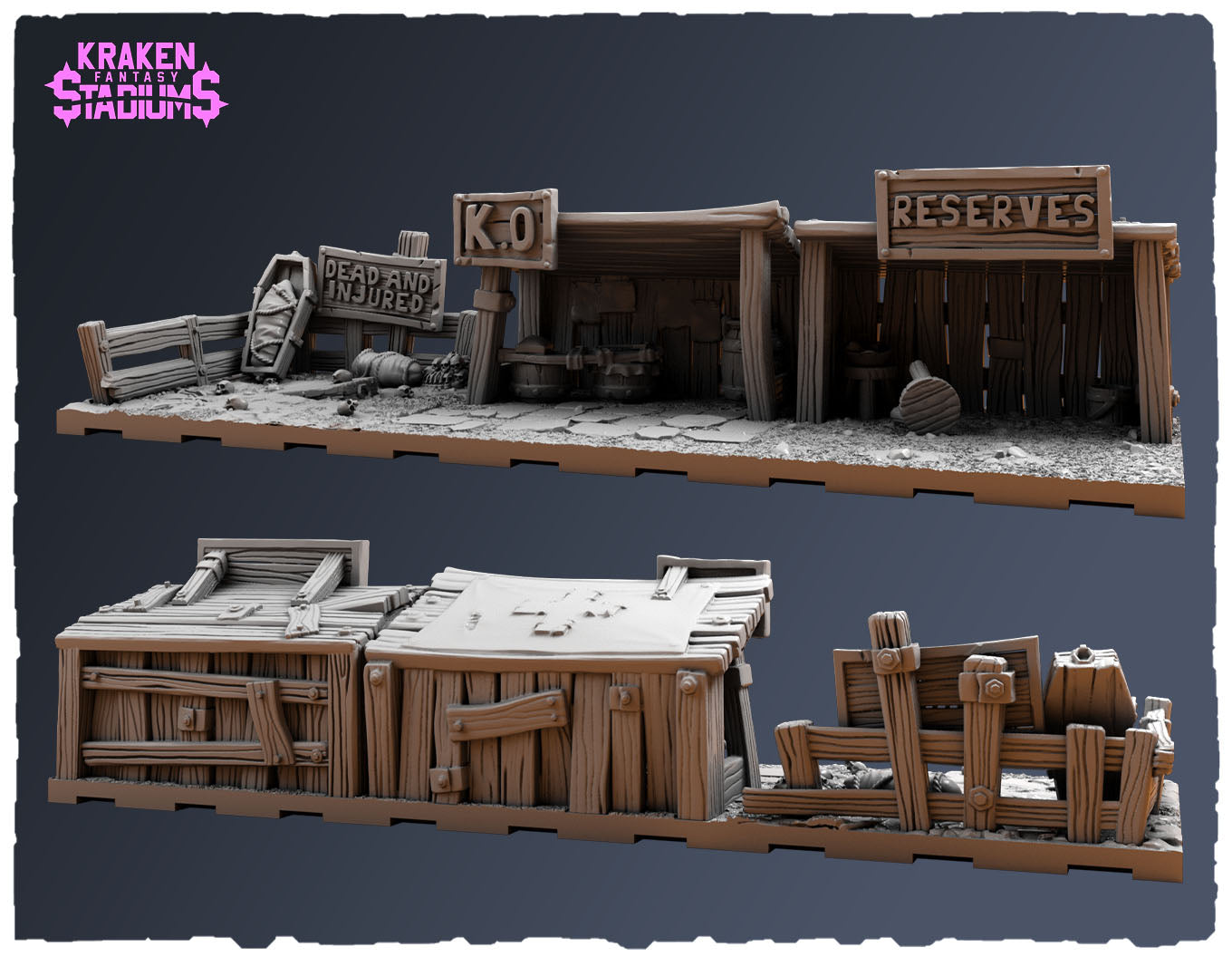 Kraken Stadium 3D Printed Terrain | Fantasy Football Pitch for Blood Bowl & Tabletop Games | Modular Field