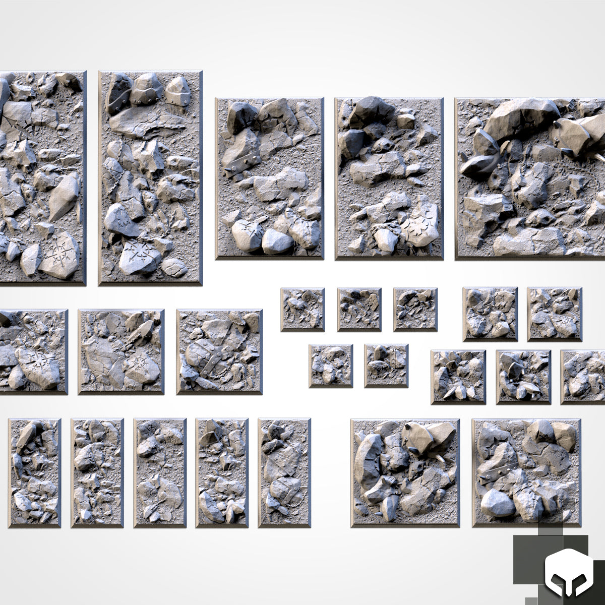 Chaos Hell Textured Square Bases for Miniatures – Txarli Factory Thematic Designs – Multiple Sizes & Themes