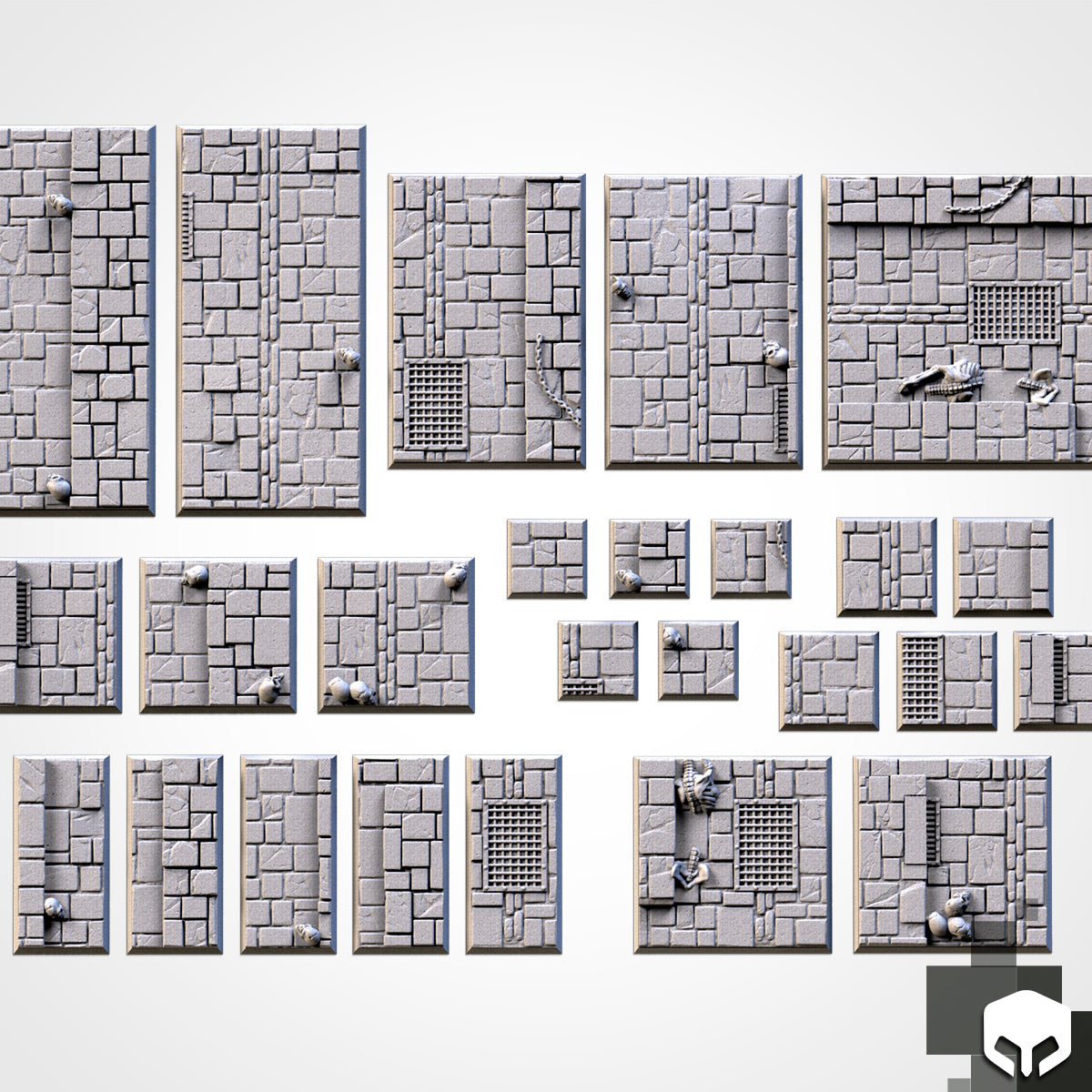 Dungeon Textured Square Bases for Miniatures – Txarli Factory Thematic Designs – Multiple Sizes & Themes