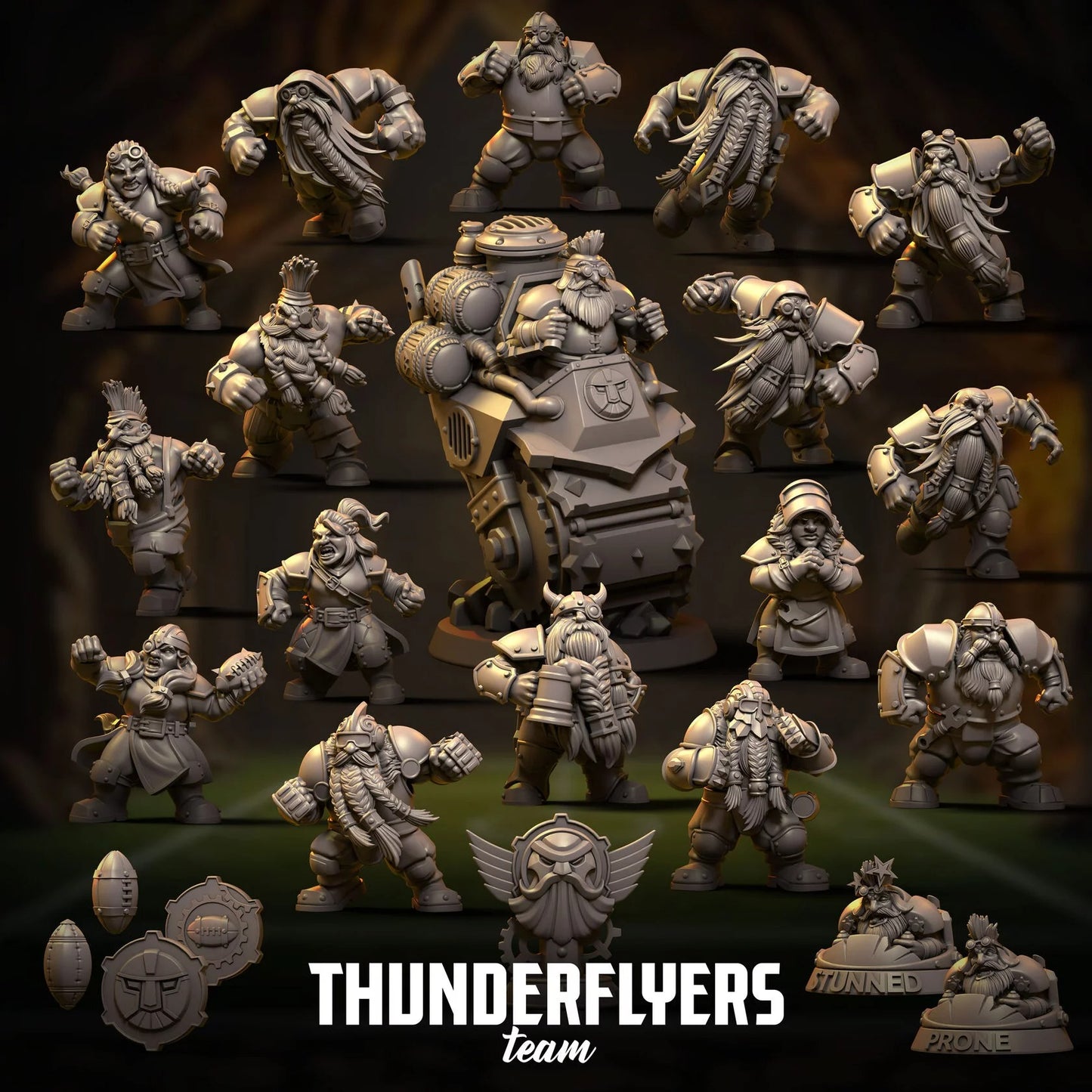 Thunderflyers Dwarves Team Blood Fantasy Football Bowl Punga Miniatures