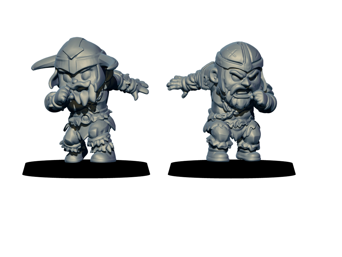 Northmen Chibis – 18 Miniatures High Quality Resin Blood Fantasy Football Bowl Team – Big Head Chibis