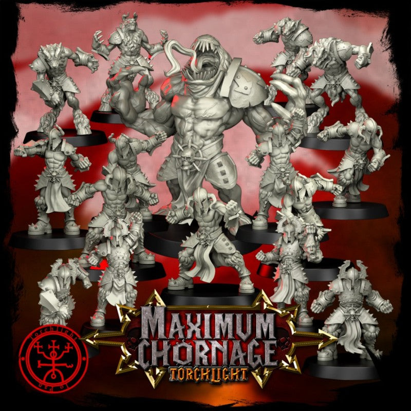 Maximum Chornage Khorne Team - 15 High-Quality 3D Print Miniatures | Blood Fantasy Football Bowl | Torchlight Models