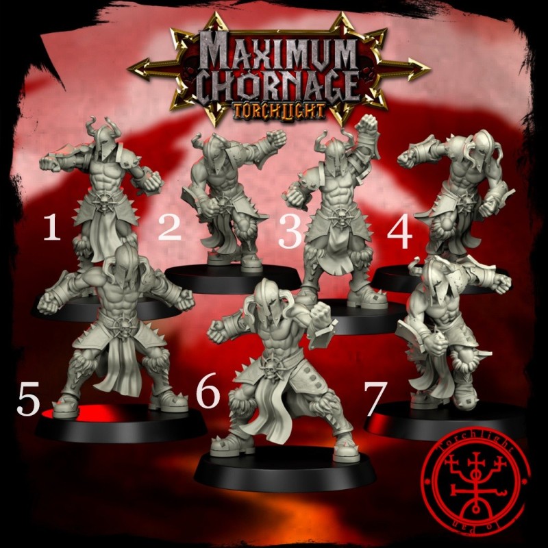 Maximum Chornage Khorne Team - 15 High-Quality 3D Print Miniatures | Blood Fantasy Football Bowl | Torchlight Models