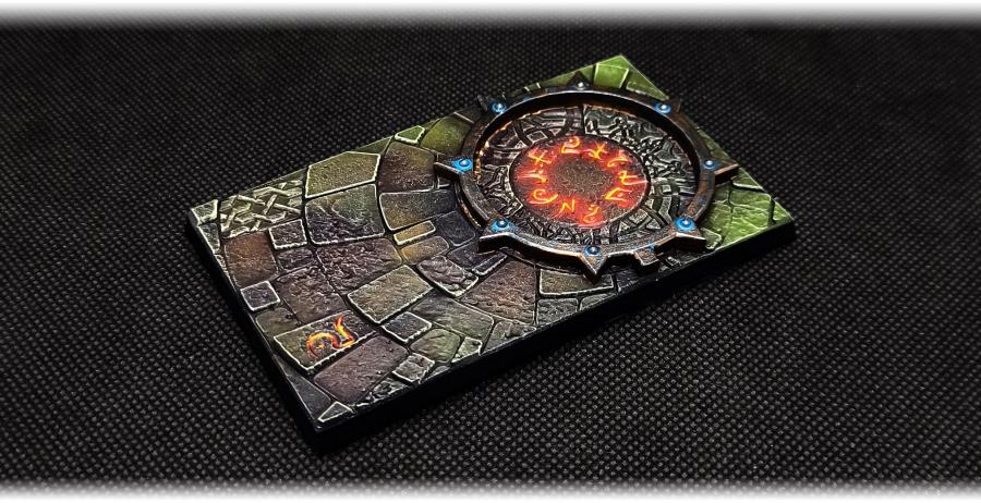 Sacred Temple Textured Square Bases for Miniatures – Txarli Factory Thematic Designs – Multiple Sizes & Themes
