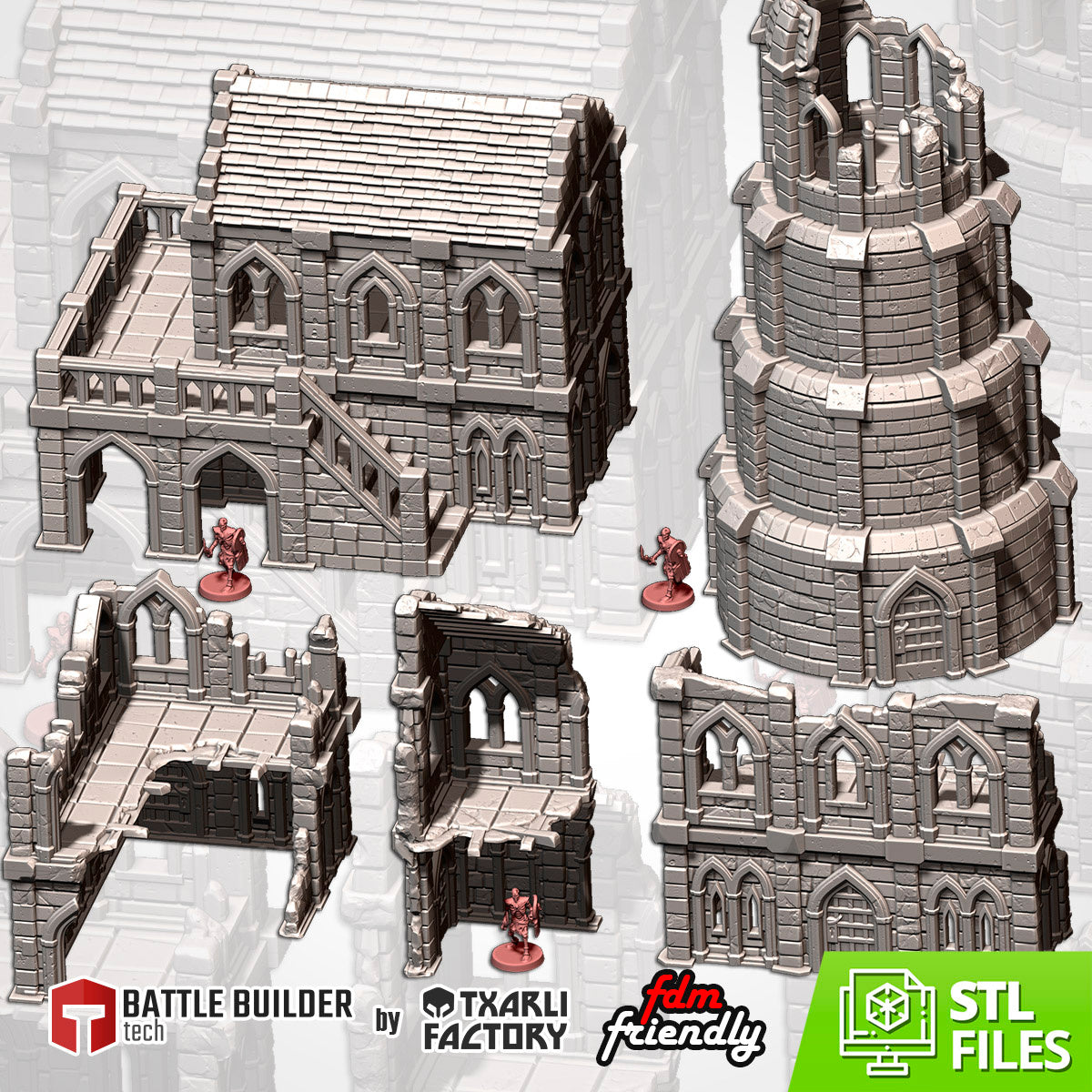Medieval City Ruins – War-Torn Fantasy Terrain for Warhammer, D&D, and Tabletop Wargames Txarli factory