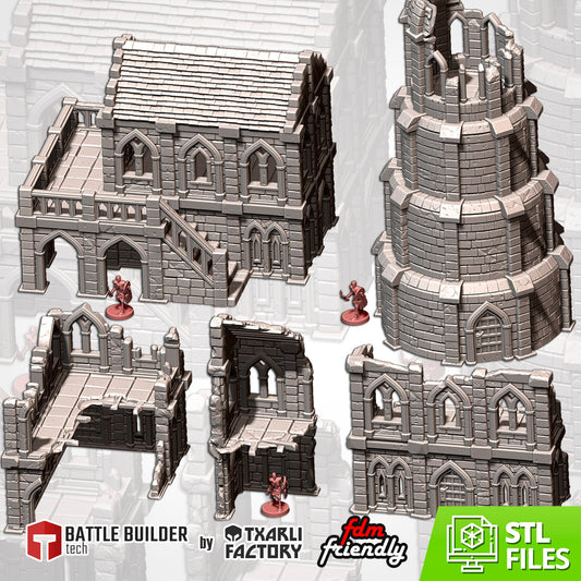 Medieval City Ruins – War-Torn Fantasy Terrain for Warhammer, D&D, and Tabletop Wargames Txarli factory