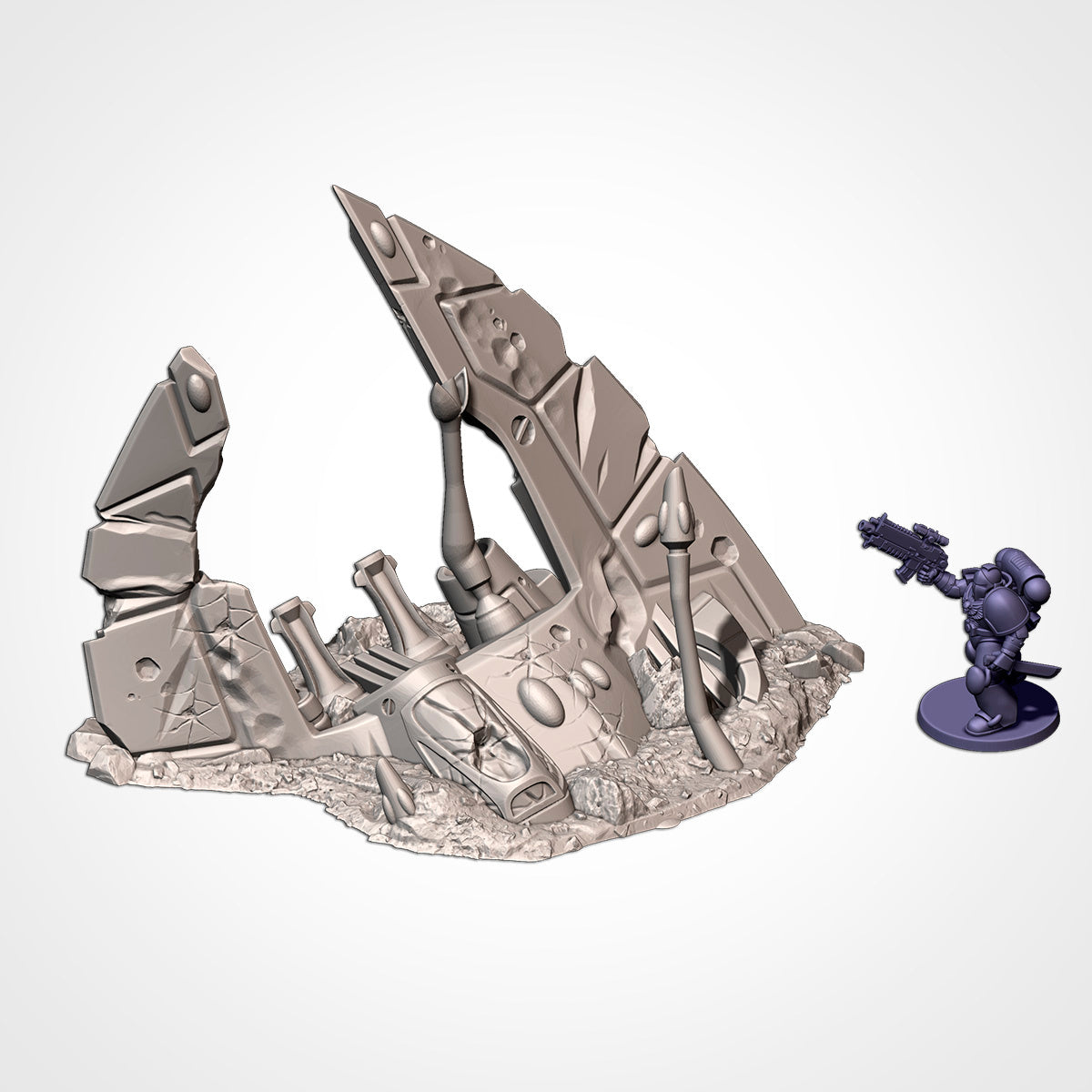 Crushed Eldar Vehicle Ruins – War-Torn Aeldari Wreckage for Warhammer 40K & Sci-Fi Wargames