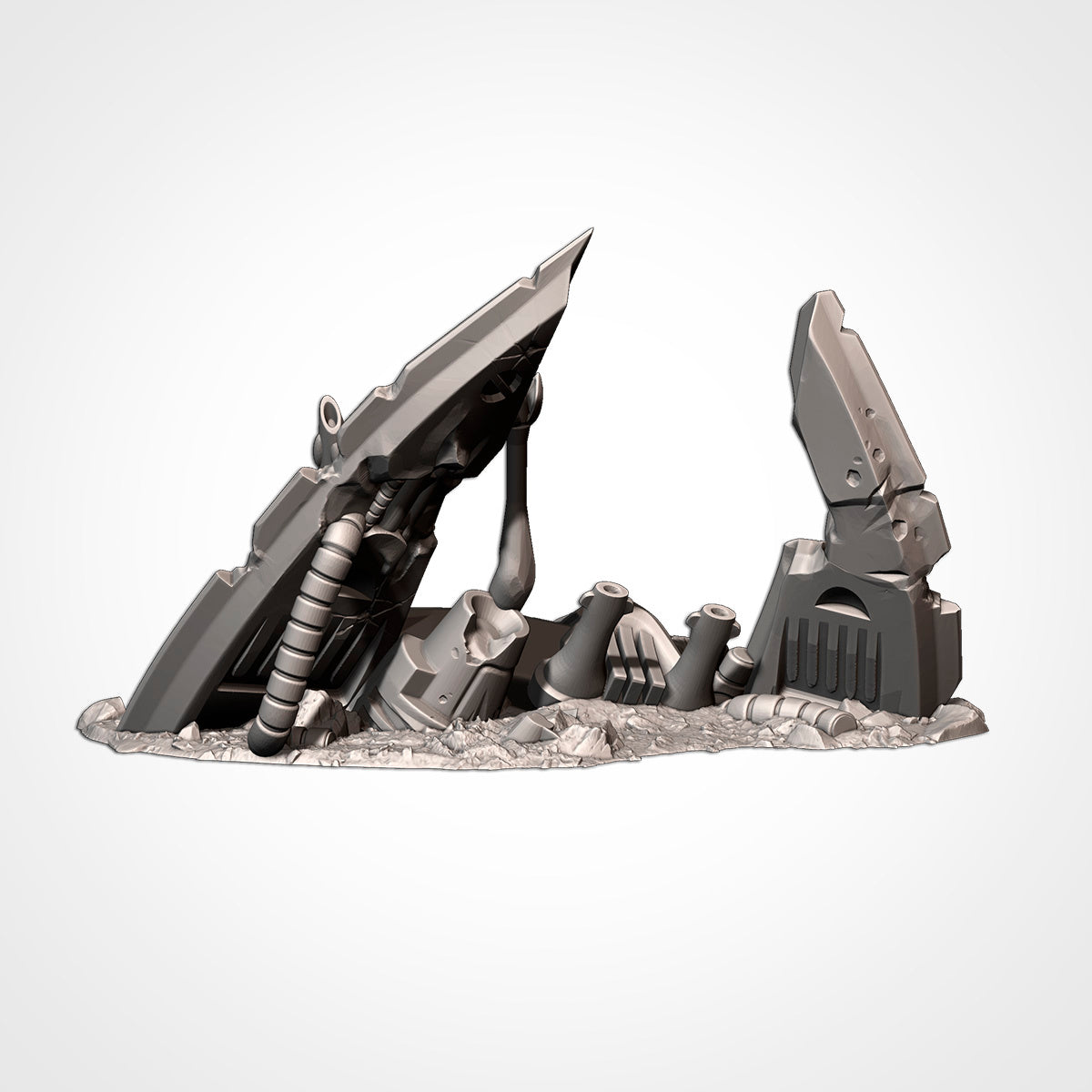 Crushed Eldar Vehicle Ruins – War-Torn Aeldari Wreckage for Warhammer 40K & Sci-Fi Wargames