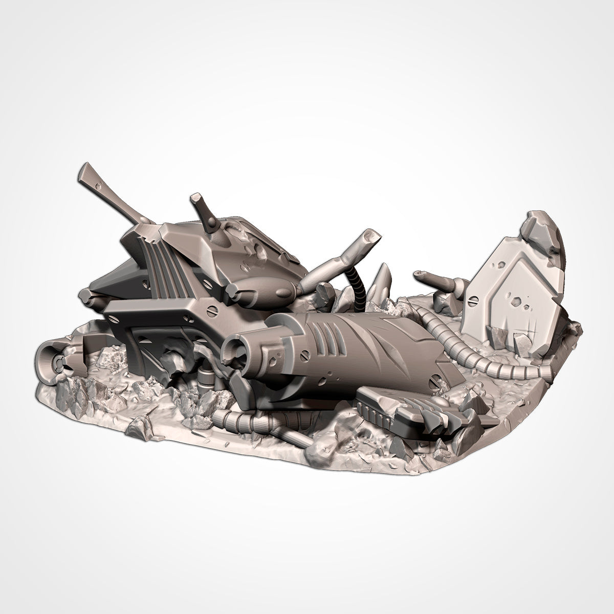 Crushed Eldar Vehicle Ruins – War-Torn Aeldari Wreckage for Warhammer 40K & Sci-Fi Wargames