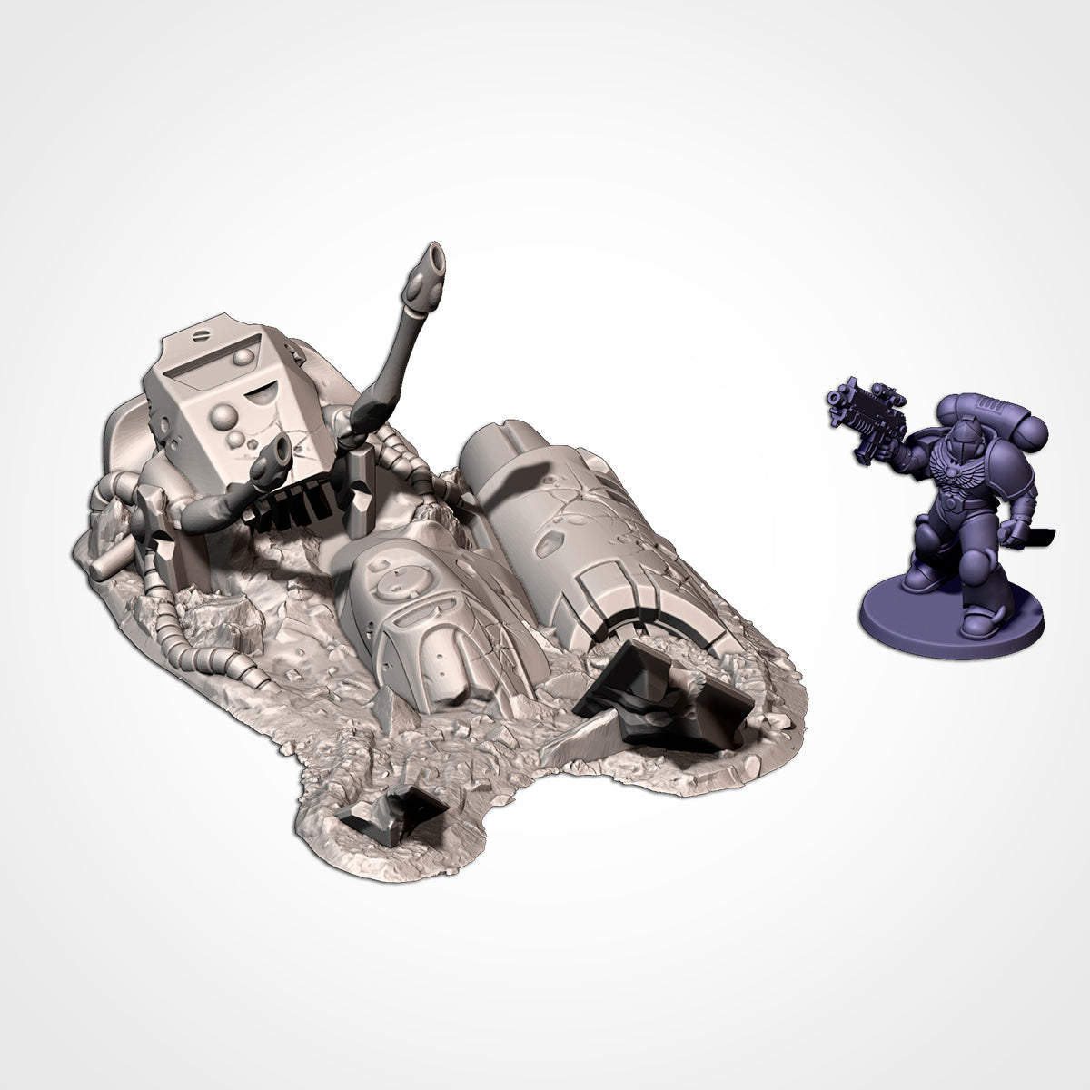 Crushed Eldar Vehicle Ruins – War-Torn Aeldari Wreckage for Warhammer 40K & Sci-Fi Wargames