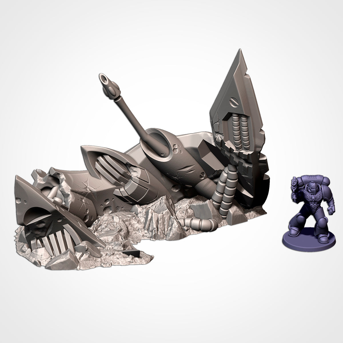 Crushed Eldar Vehicle Ruins – War-Torn Aeldari Wreckage for Warhammer 40K & Sci-Fi Wargames