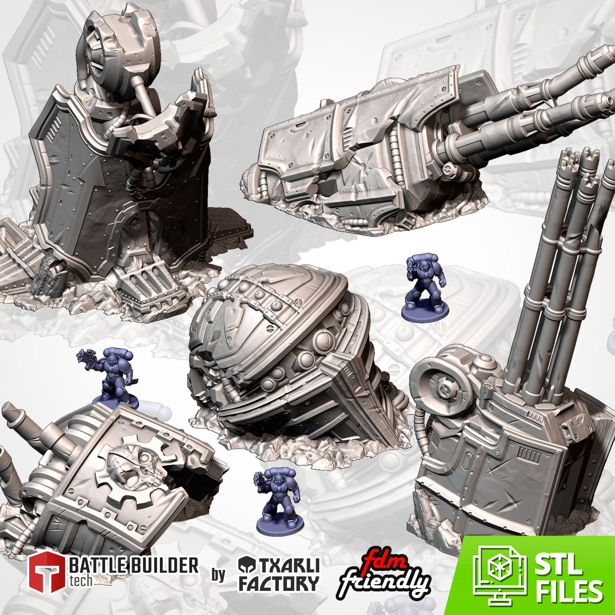 Crushed Titan Ruins – Epic War Machine Wreckage Terrain for Warhammer 40K & Sci-Fi Wargames Txarli Factory