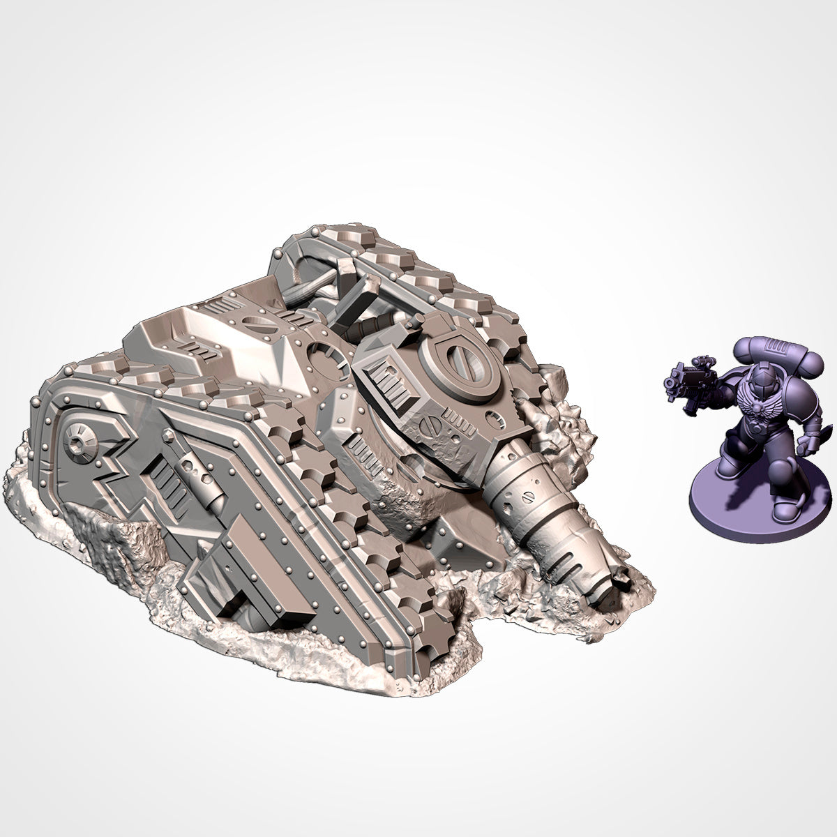 Crushed Human Tank Ruins – Grimdark Battlefield Wreckage for Warhammer 40K & Sci-Fi Wargames Txarli Factory
