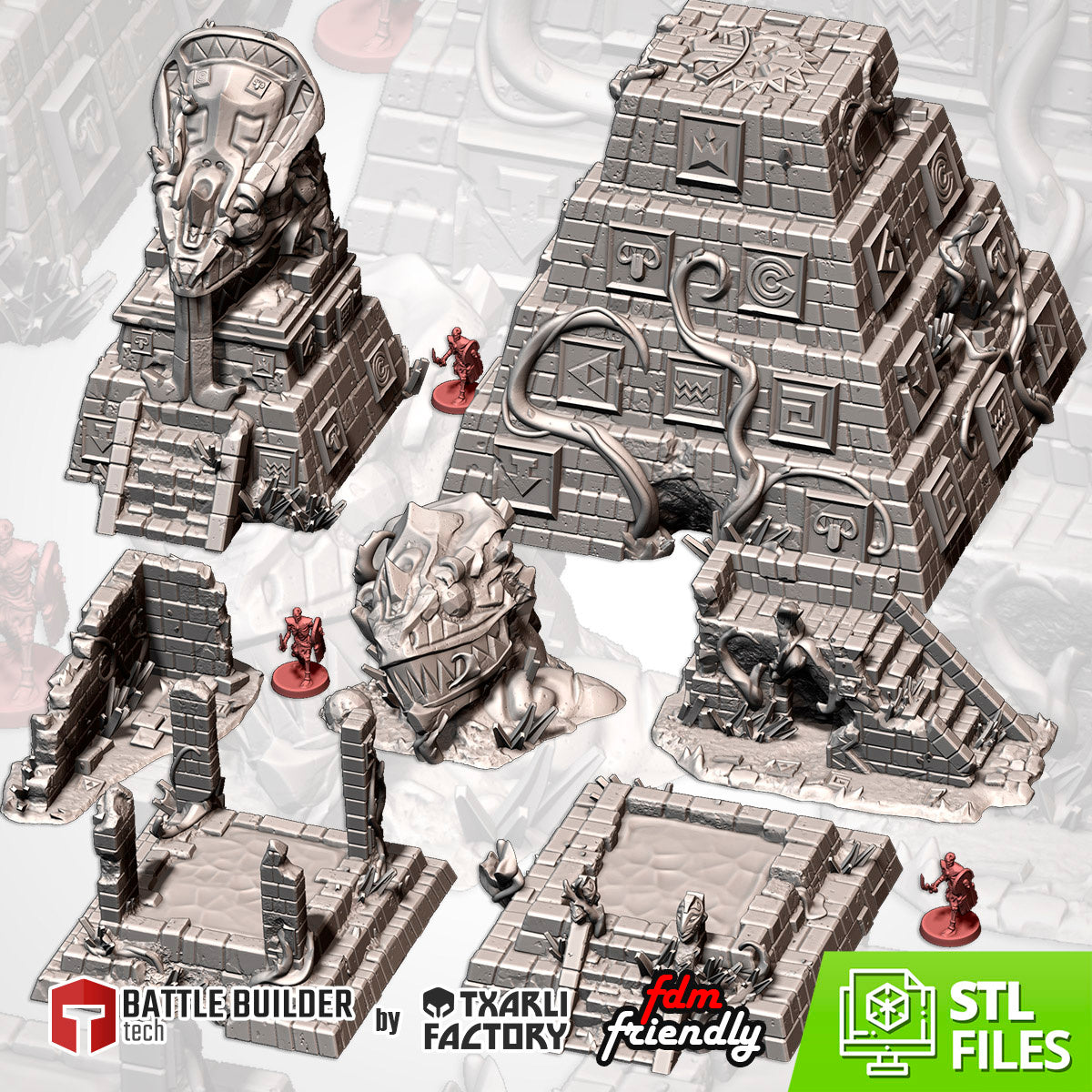 Aztec Ruins Terrain – Ancient Jungle Scenery for Fantasy Skirmish Games & Dungeons and Dragons Txarli Factory