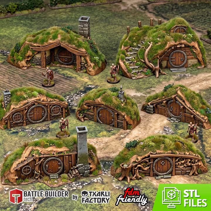 Greenhill Shire - Txarli Factory, set of 7 burrow terrain pieces