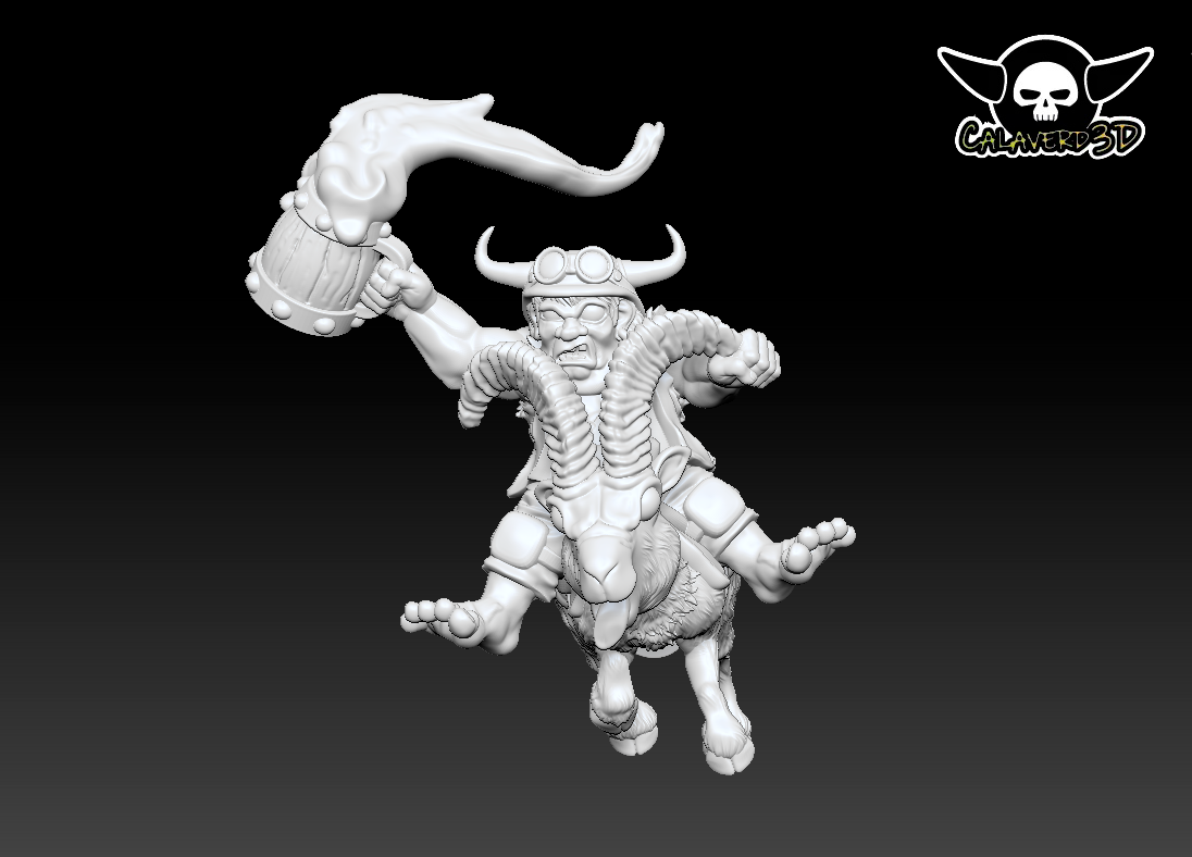 Halfling ram biker Fantasy Football Calaverd 3D