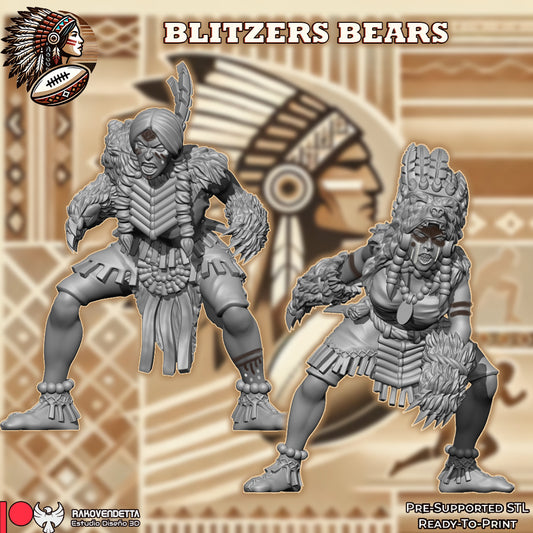 Western Amazon Team - 14 High-Quality 3D Print Amazon Miniatures | Blood Fantasy Football Bowl | Rakovendetta