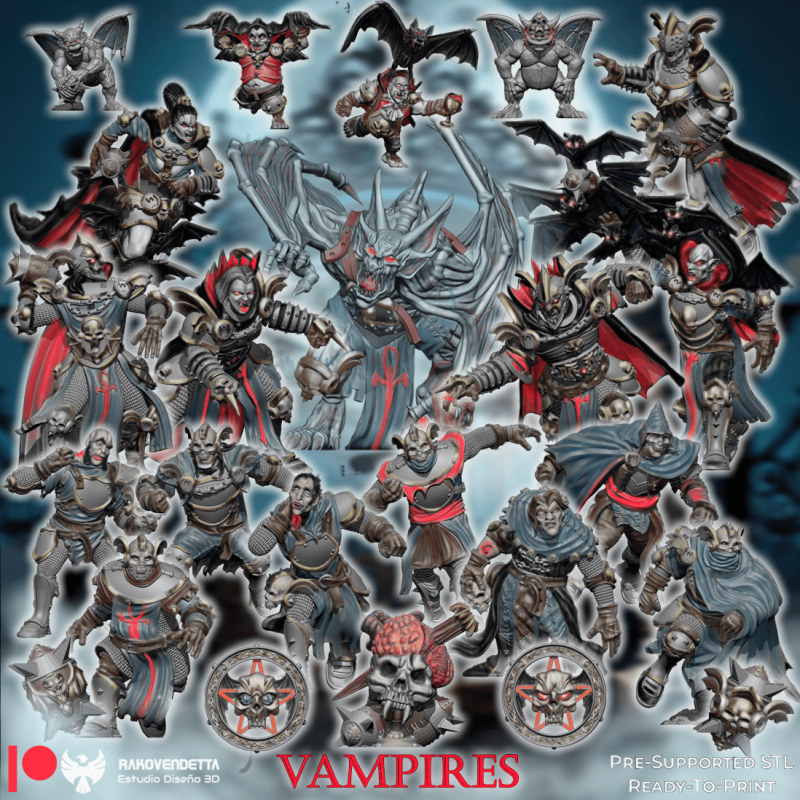 Vampires Team for Fantasy Football Miniature Tabletop Game Rakovendetta
