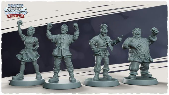 Kraken Stadium Gates of Glory Stand Human Fans - High Quality Miniatures for Fantasy Football Tabletop - Kraken 3D Studios
