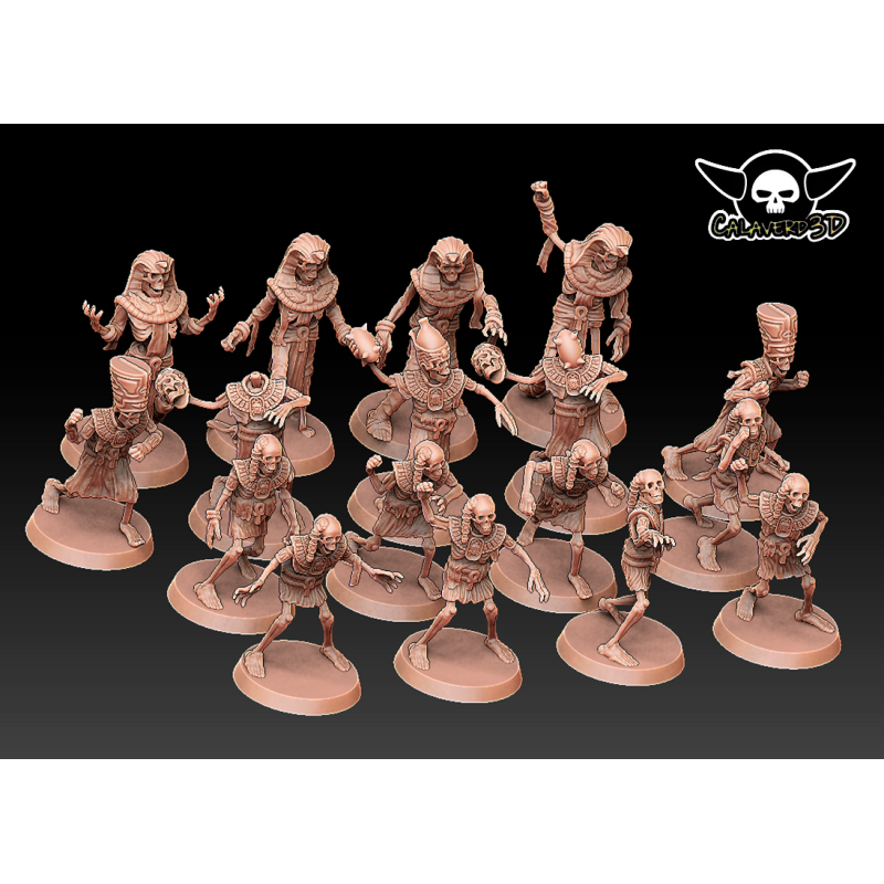 Skeleton Tomb Kings Team for Fantasy Football Miniature Tabletop Game Calaverd3D