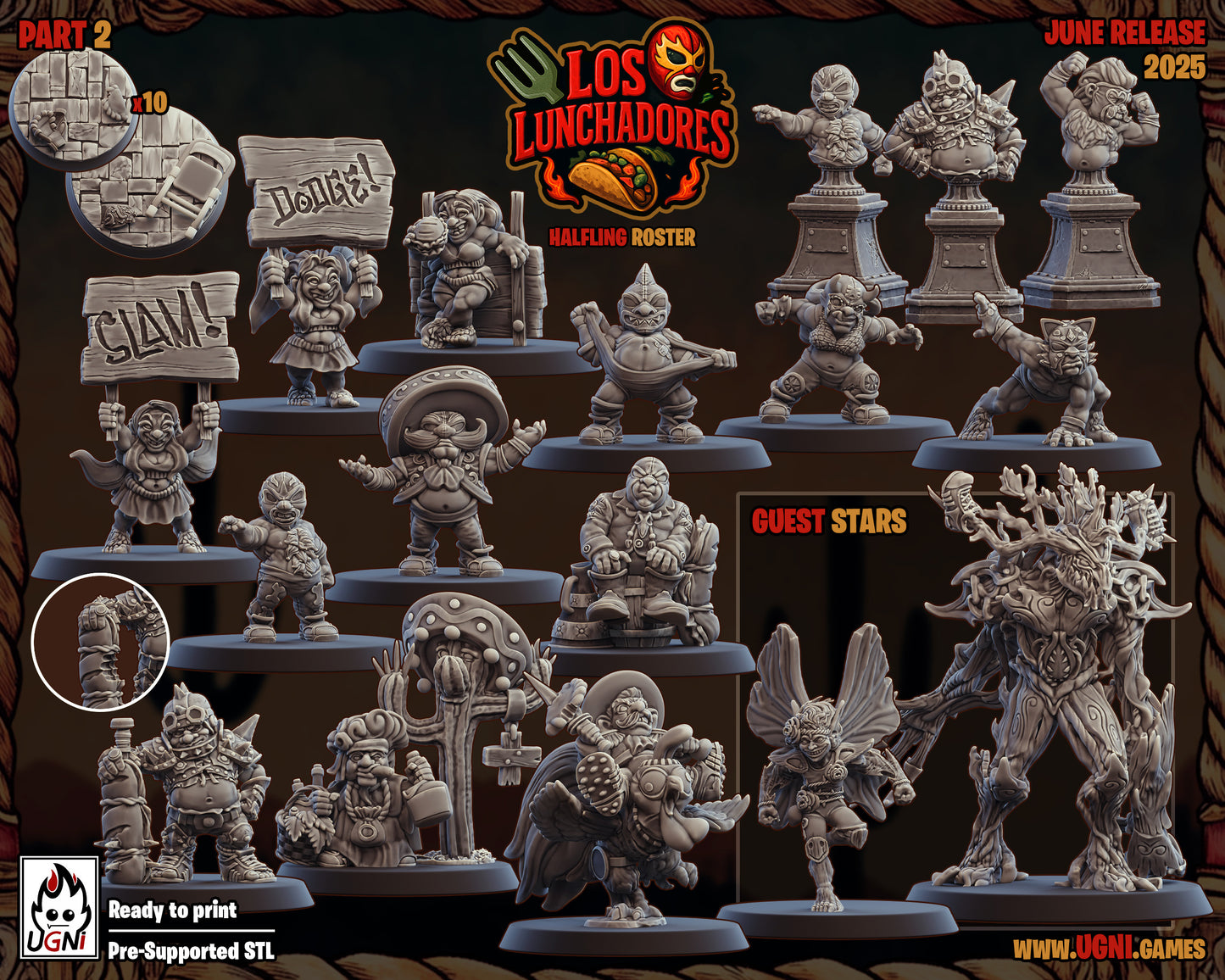Los Lunchadores Halfling Team – 24 Miniatures High Quality Resin Blood Fantasy Football Bowl Team – UGNI Miniatures