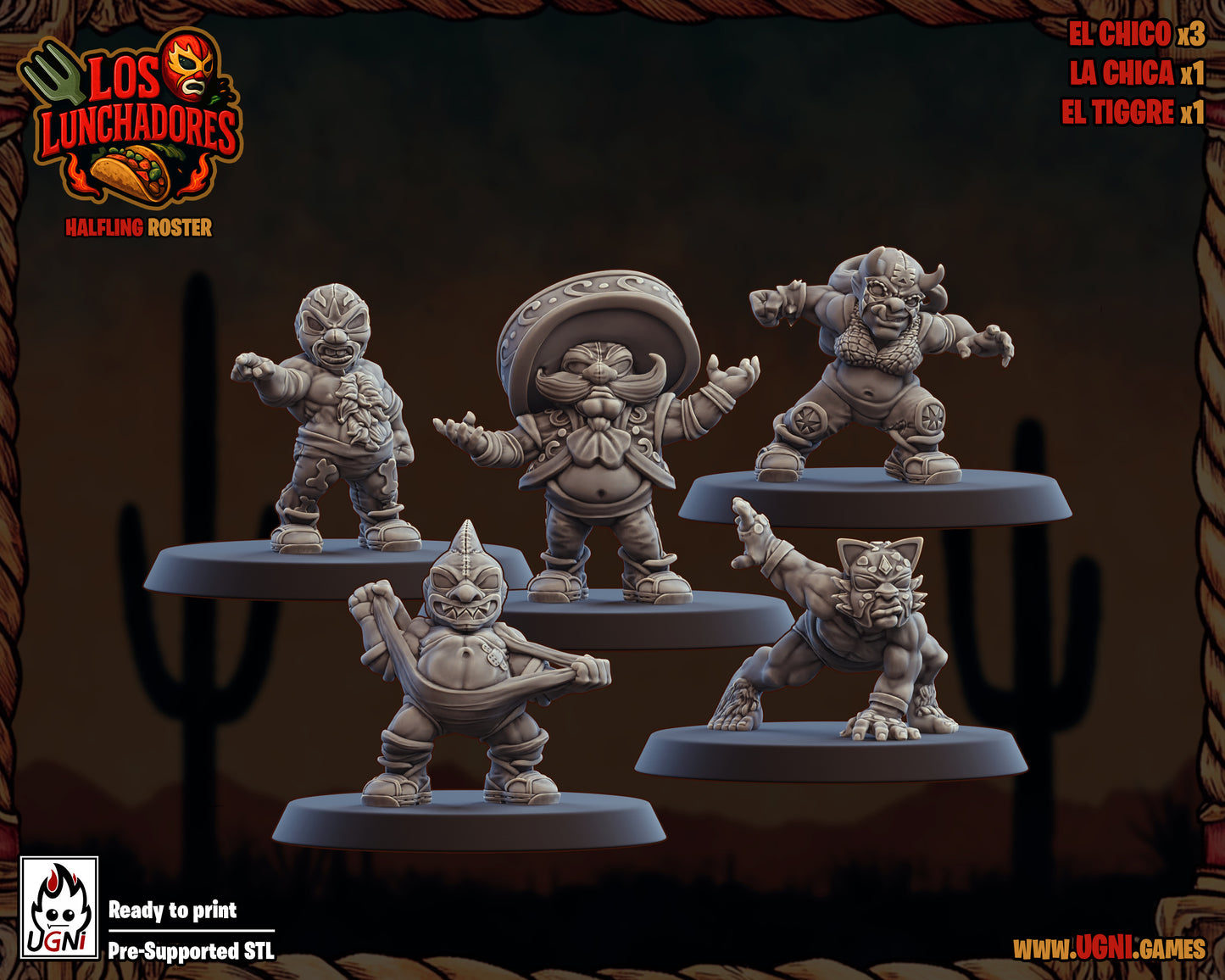 Los Lunchadores Halfling Team – 24 Miniatures High Quality Resin Blood Fantasy Football Bowl Team – UGNI Miniatures