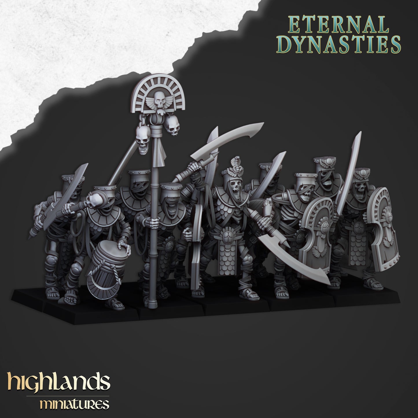 Ancient Arise – Tomb Kings Army by Highlands Miniatures | Resin Undead Infantry, Colossi & War Machines for Fantasy Wargames