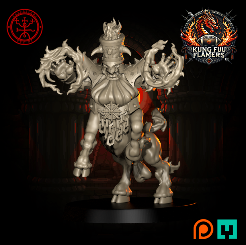 The Kung Fu Flamers Team - 15 High-Quality 3D Print Chaos Dwarf Miniatures | Blood Fantasy Football Bowl | Torchlight Models
