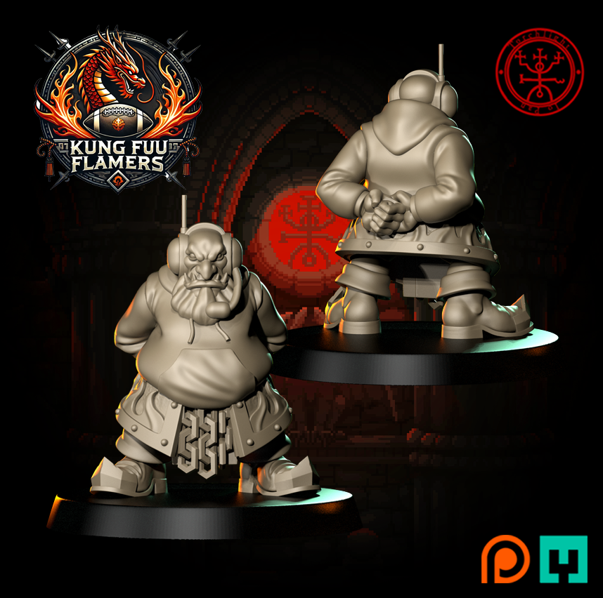 The Kung Fu Flamers Team - 15 High-Quality 3D Print Chaos Dwarf Miniatures | Blood Fantasy Football Bowl | Torchlight Models
