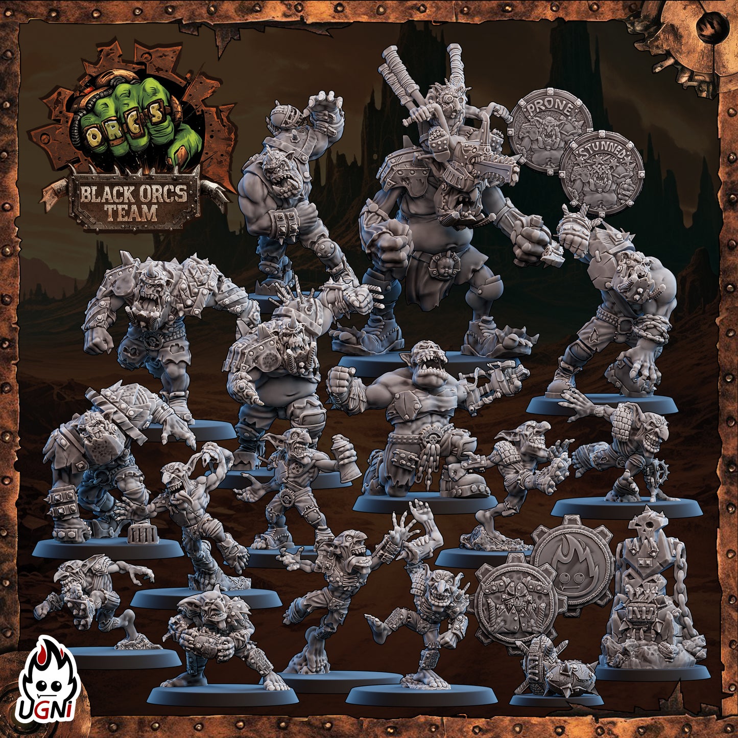 Black Orcs Team Mad Max Style Blood Fantasy Football Bowl UGNI Miniatures