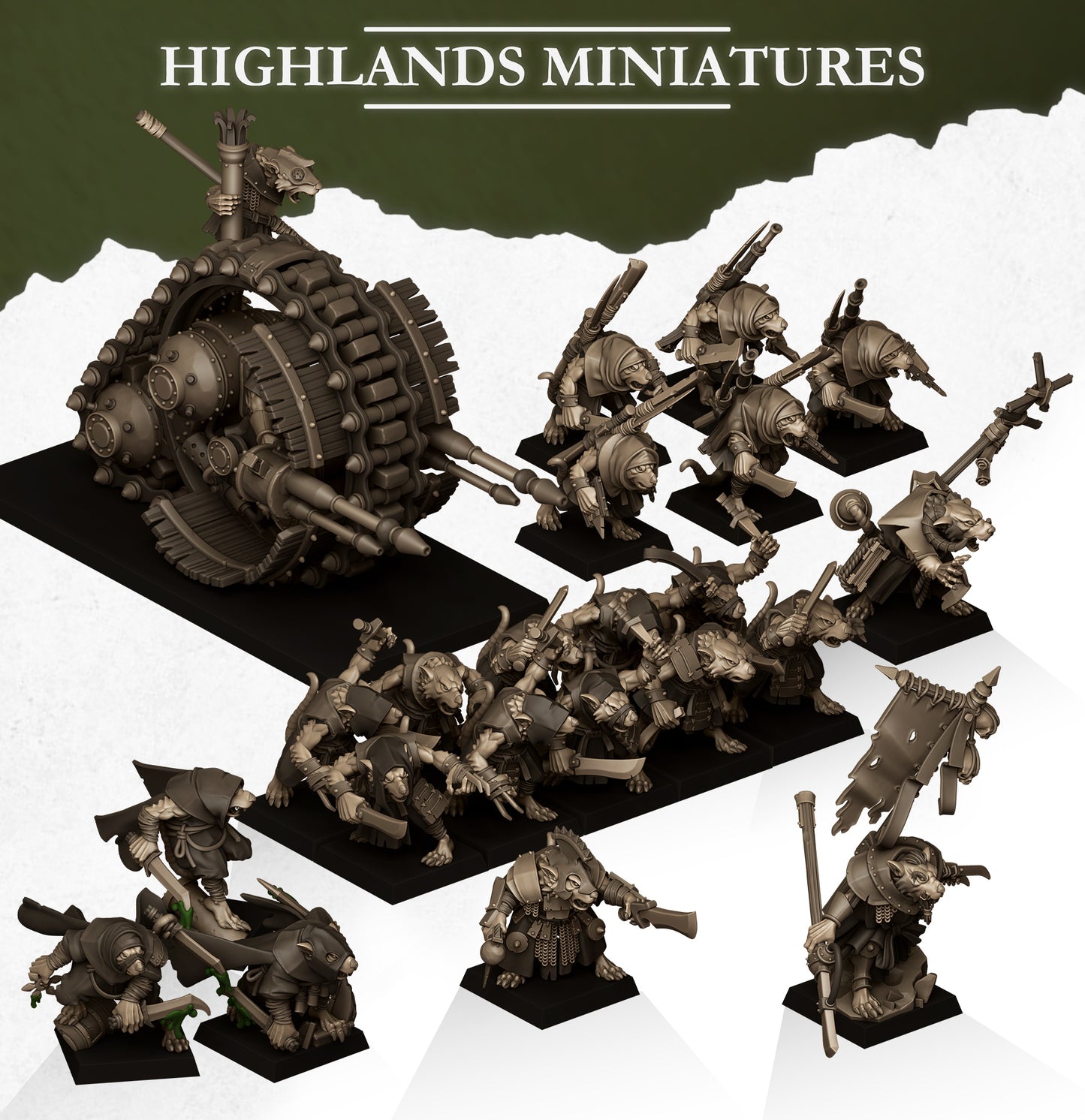 Vermin Master – Ratmen Warband Miniatures by Highlands Miniatures | 3D Printed Resin for Fantasy & Skirmish Wargames