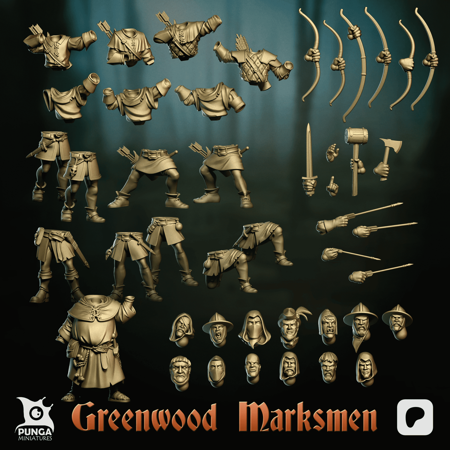 The Greenwood Marksmen – Human Warband (12 Miniatures) by Punga Miniatures