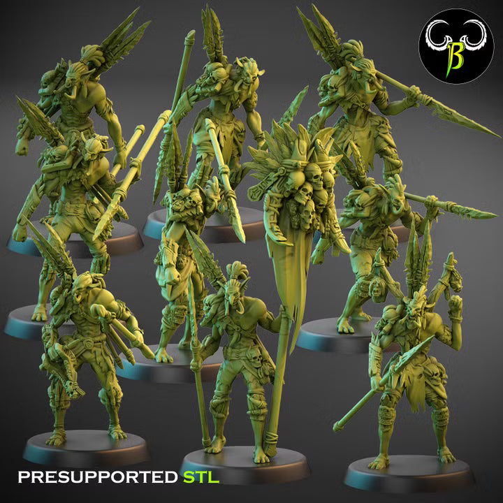 Headhunters Javelin Squad - ClayBeastCreation, Hedtekka Tribe troll skirmishers