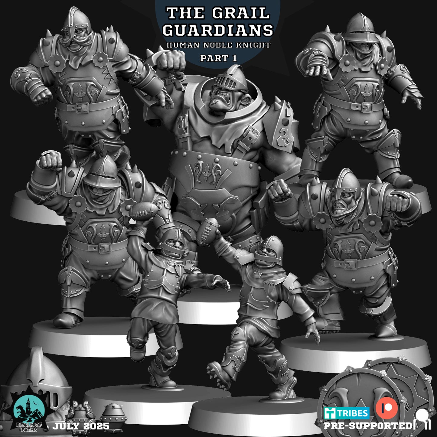 Human Noble Knight – Human Team for Fantasy Football Miniature Game - 24 High Quality Miniatures – Realm of Paths