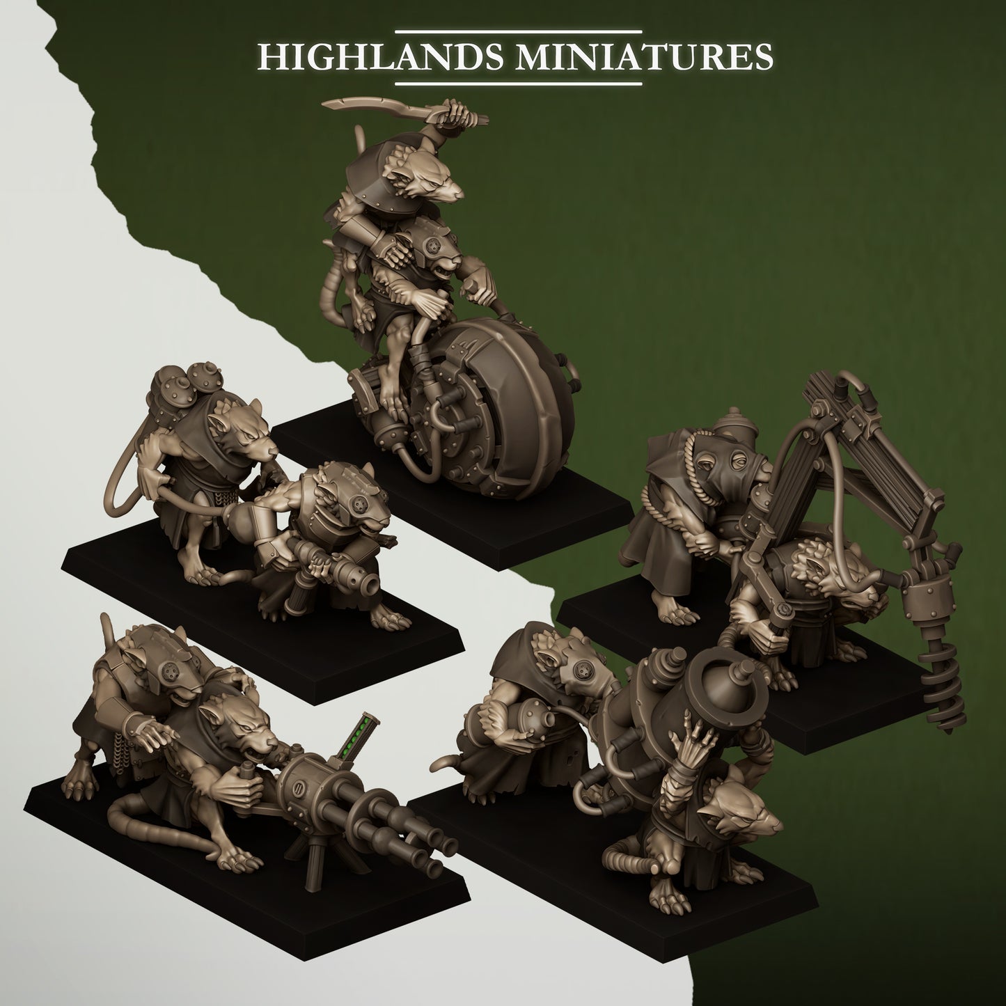 Sewer Vermin Technologies Ratmen Collection – 3D Printed Miniatures Fantasy Wargames - Highlands Miniatures