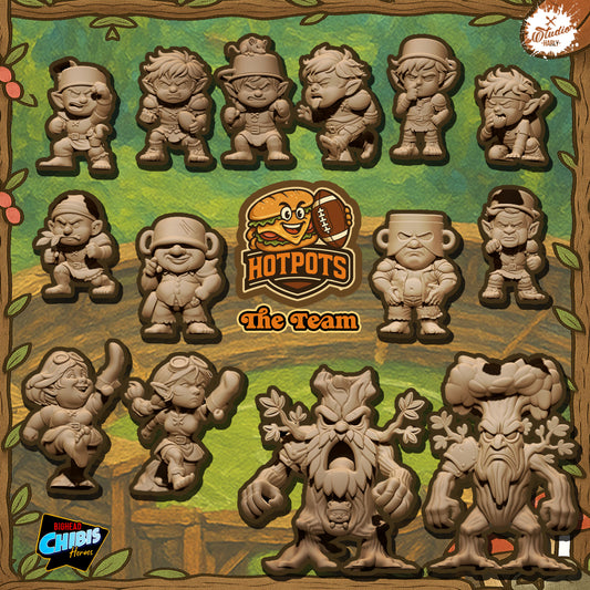 Halflings Chibis Team – Halfling High Quality Miniatures for Fantasy Football Game by Big Head Chibis