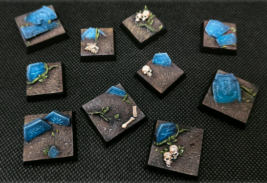 Graveyard Textured Square Bases for Miniatures – Txarli Factory Thematic Designs – Multiple Sizes & Themes