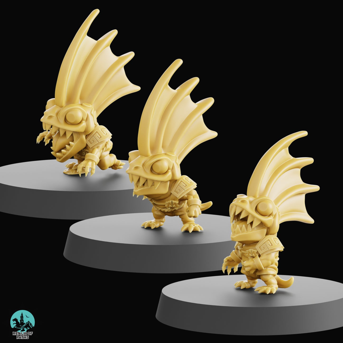 Reptile Punch Lizard Team Chibi Style - 16 High-Quality 3D Print Miniatures | Blood Fantasy Football Bowl | Realm of Paths
