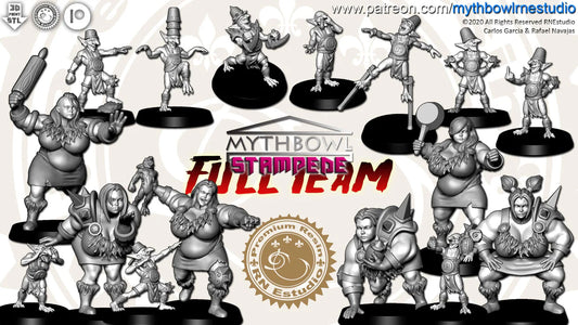 Stampede Ogre Ogre  Team - 16 High-Quality 3D Print Miniatures | Blood Fantasy Football Bowl | RN Mythbowl