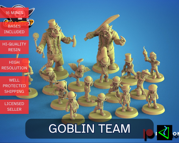 Goblin team Blood Fantasy Football Bowl Calaverd3D Clockwork Green - TheMajorLab