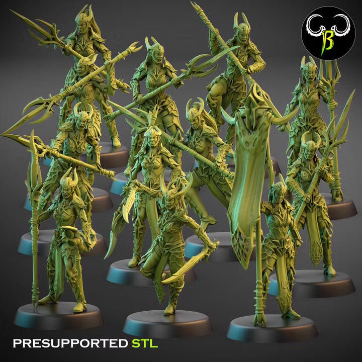 Temple Reaver Squad - ClayBeastCreation, Cult of the Eight dark elf miniatures