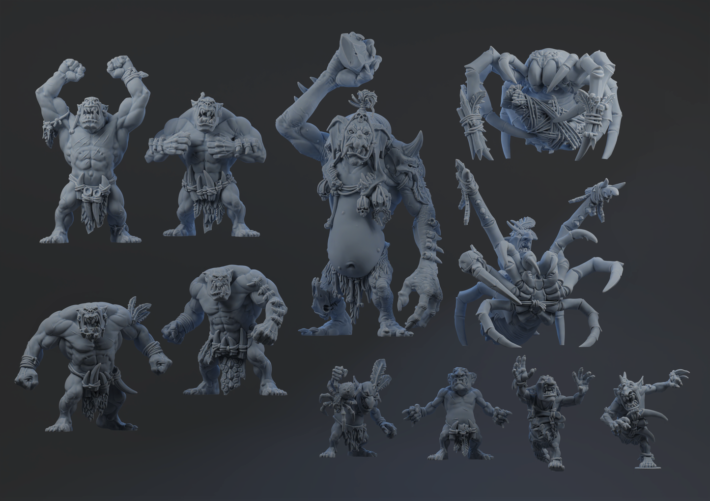 Krumpaz Savage Orc Team – 36 High-Quality 3D Print Orc, Goblin & Troll Miniatures | Blood Fantasy Football Bowl | Brutefun Miniatures