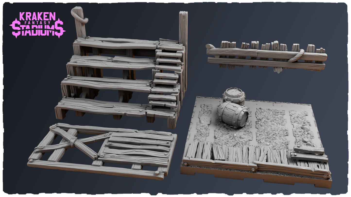 Kraken Stadium 3D Printed Terrain | Fantasy Football Pitch for Blood Bowl & Tabletop Games | Modular Field
