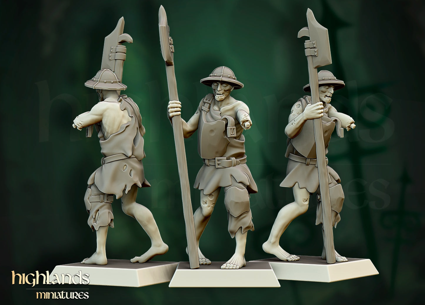 Zombie Warriors – Vampire Undead Army by Highlands Miniatures | Resin Undead Miniatures for Fantasy Wargames