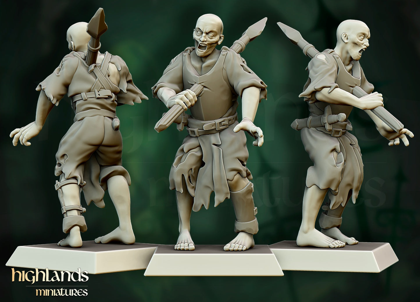 Zombie Warriors – Vampire Undead Army by Highlands Miniatures | Resin Undead Miniatures for Fantasy Wargames