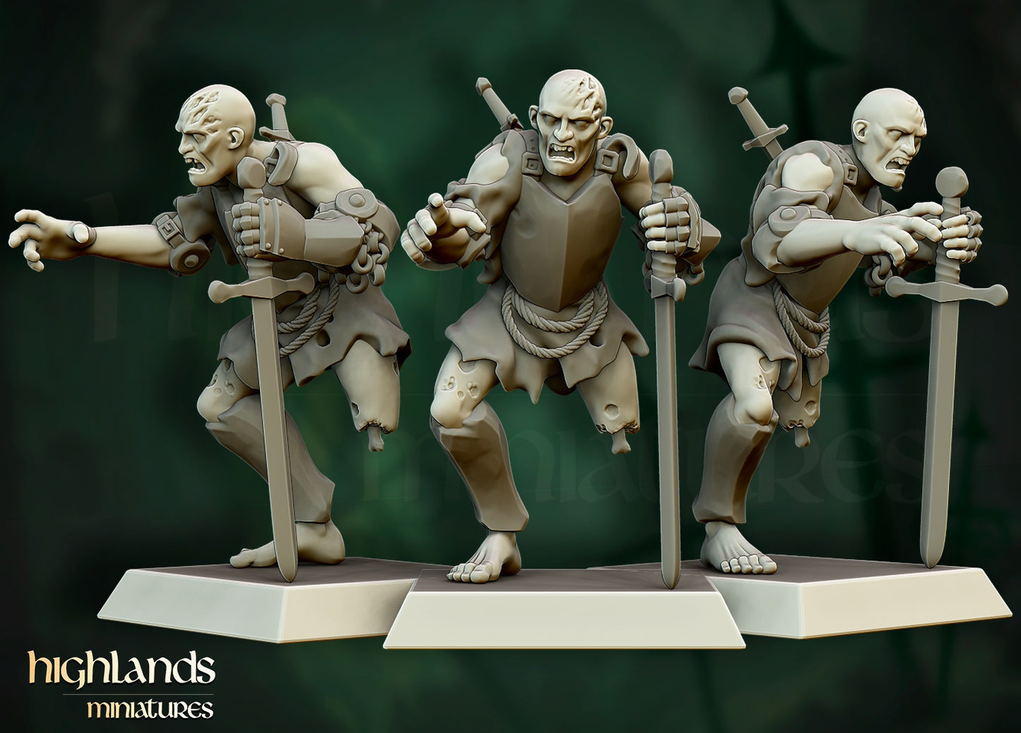 Zombie Warriors – Vampire Undead Army by Highlands Miniatures | Resin Undead Miniatures for Fantasy Wargames