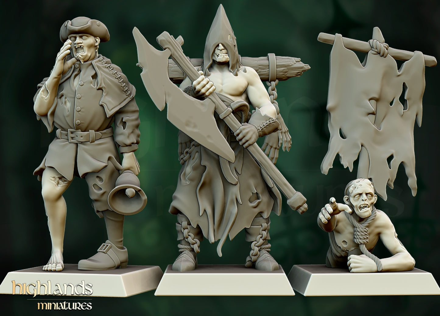 Zombie Warriors – Vampire Undead Army by Highlands Miniatures | Resin Undead Miniatures for Fantasy Wargames