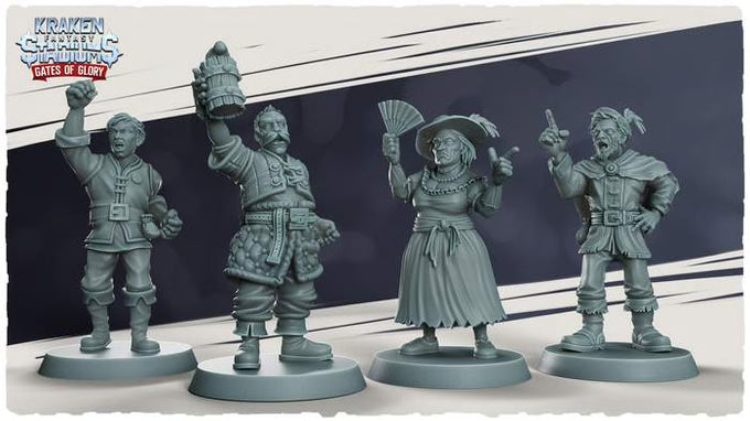 Kraken Stadium Gates of Glory Stand Human Fans - High Quality Miniatures for Fantasy Football Tabletop - Kraken 3D Studios